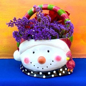 Jay Ceramic Basket,Snowman Basket,Cardinal Bird Vase
